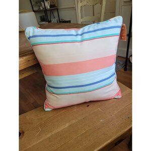 Pier 1 Imports Stripe Throw Pillow Indoor Outdoor 19x19 NWT Beach Core Coastal